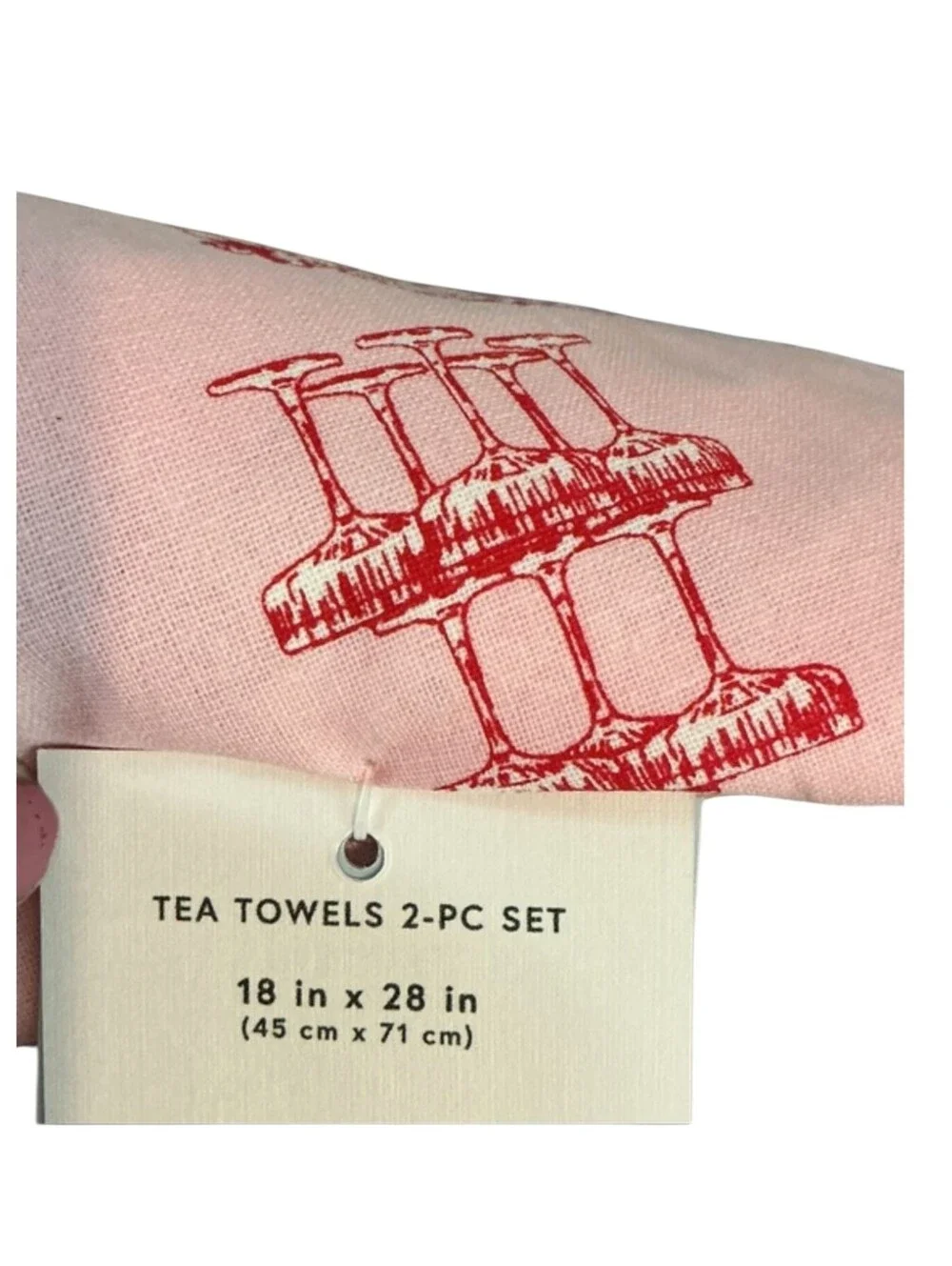 Crown & Ivy Pink and Red Holiday Print Kitchen Towels